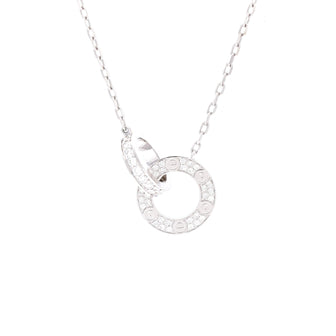 Cartier Love Interlocking Pave Necklace 18K White Gold and Diamonds