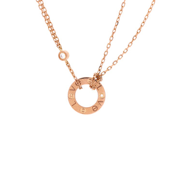 Cartier 2 Diamonds Love Pendant Necklace 18K Rose Gold and Diamonds