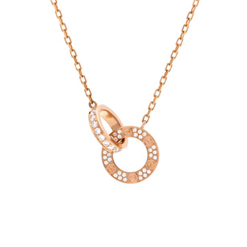 Cartier Love Interlocking Pave Necklace 18K Rose Gold and Diamonds