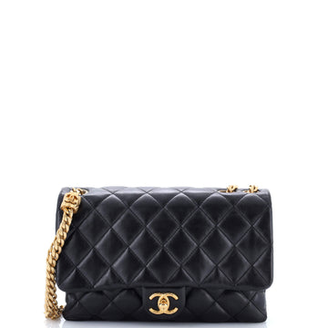 Chanel All Slide Long Flap Bag Quilted Lambskin Medium
