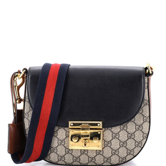 Gucci Padlock Saddle Shoulder Bag GG Coated Canvas and Leather Medium