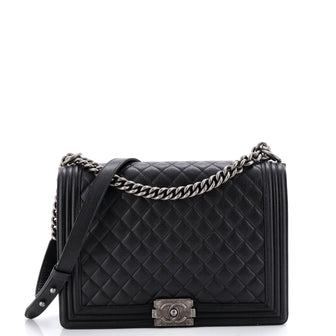 Chanel Boy Flap Bag Quilted Caviar Large