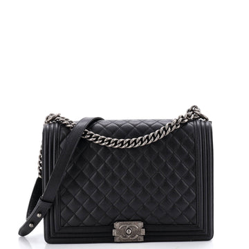 Chanel Boy Flap Bag Quilted Caviar Large