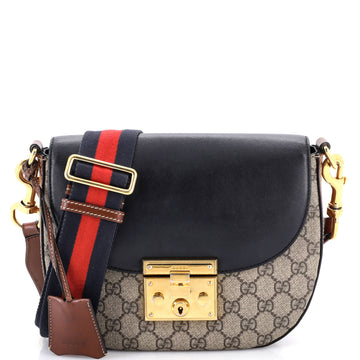 Gucci Padlock Saddle Shoulder Bag GG Coated Canvas and Leather Medium