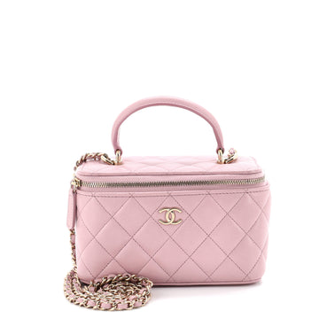 Chanel Classic Top Handle Vanity Case with Chain Quilted Lambskin Small