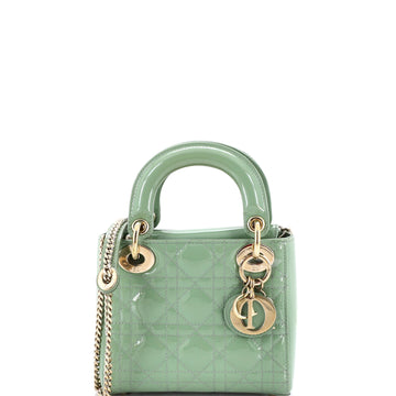 Christian Dior Lady Dior Chain Bag Cannage Quilt Patent Mini