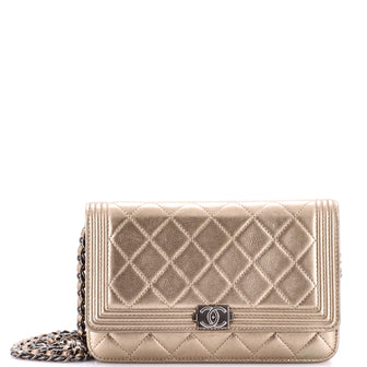 Chanel Boy Wallet on Chain Quilted Metallic Calfskin
