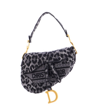 Christian Dior Saddle Handbag Mizza Embroidered Canvas Medium
