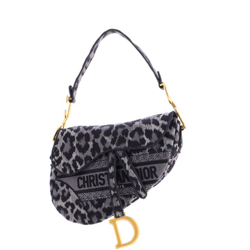 Christian Dior Saddle Handbag Mizza Embroidered Canvas Medium