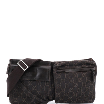 Gucci Vintage Double Belt Bag GG Denim