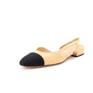 Chanel Women's Cap Toe CC Slingback Flats Leather