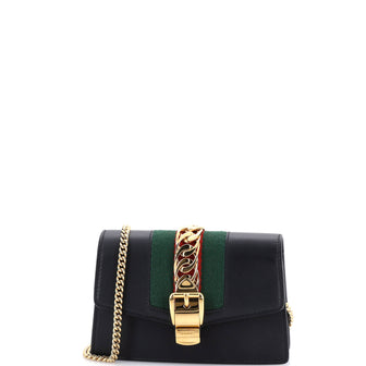 Gucci Sylvie Chain Shoulder Bag Leather Super Mini