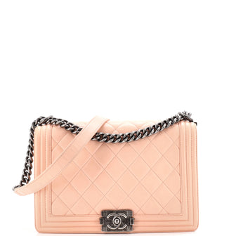 Chanel Boy Flap Bag Quilted Lambskin Old Medium