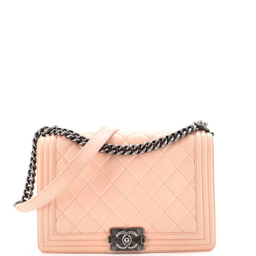 Chanel Boy Flap Bag Quilted Lambskin Old Medium
