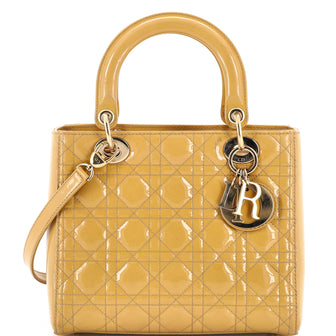 Christian Dior Lady Dior Bag Cannage Quilt Patent Medium
