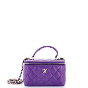 Chanel Classic Top Handle Vanity Case with Chain Quilted Lambskin Small
