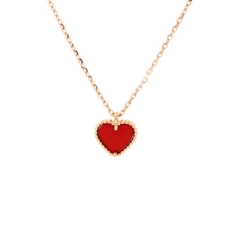 Van Cleef & Arpels Sweet Alhambra Heart Pendant Necklace 18K Rose Gold and Carnelian