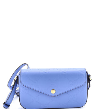 Gucci Envelope Flap Crossbody Bag Jumbo GG Embossed Leather Super Mini