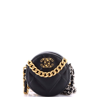 Chanel 19 Round Clutch with Chain Quilted Leather
