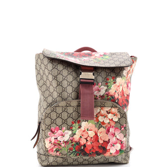 Gucci Buckle Backpack Blooms Print GG Coated Canvas Medium