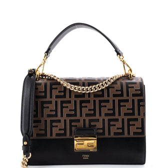 Fendi Kan U Shoulder Bag Zucca Embossed Leather Medium
