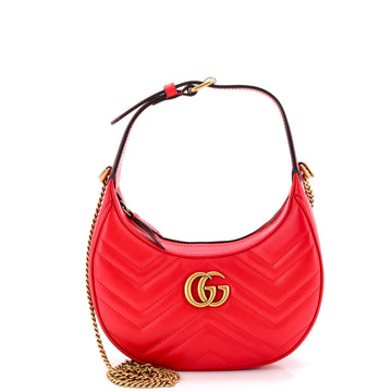 Gucci GG Marmont Half Moon Hobo Matelasse Leather Mini