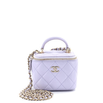 Chanel Classic Top Handle Vanity Case with Chain Quilted Lambskin Mini