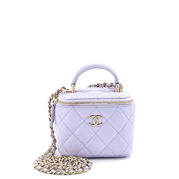 Chanel Classic Top Handle Vanity Case with Chain Quilted Lambskin Mini