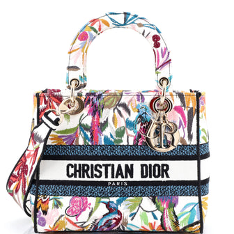 Christian Dior Lady D-Lite Bag Embroidered Canvas Medium