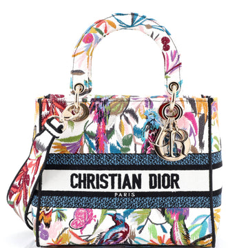 Christian Dior Lady D-Lite Bag Embroidered Canvas Medium