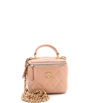Chanel Classic Top Handle Vanity Case with Chain Quilted Lambskin Mini