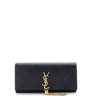 Saint Laurent Classic Monogram Tassel Clutch Leather Long