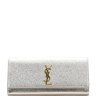 Saint Laurent Classic Monogram Clutch Metallic Calfskin Long