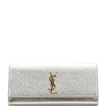 Saint Laurent Classic Monogram Clutch Metallic Calfskin Long