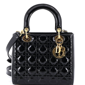 Christian Dior Lady Dior Bag Cannage Quilt Patent Medium