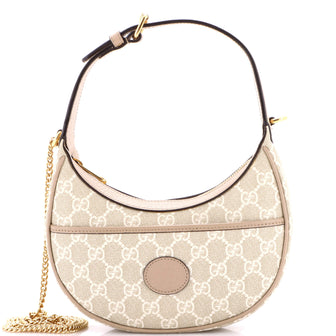 Gucci Interlocking G Patch Half Moon Hobo GG Coated Canvas Mini