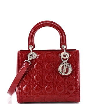 Christian Dior Lady Dior Bag Cannage Quilt Patent Medium