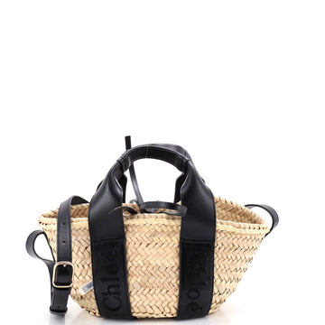 Chloe Sense Basket Tote Raffia with Leather Medium