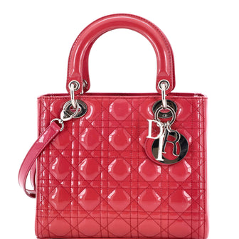 Christian Dior Lady Dior Bag Cannage Quilt Patent Medium