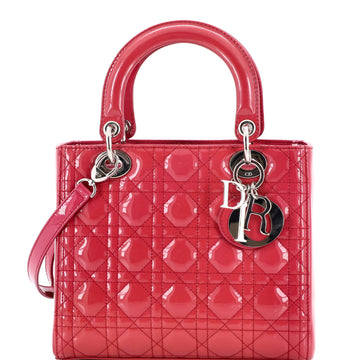 Christian Dior Lady Dior Bag Cannage Quilt Patent Medium