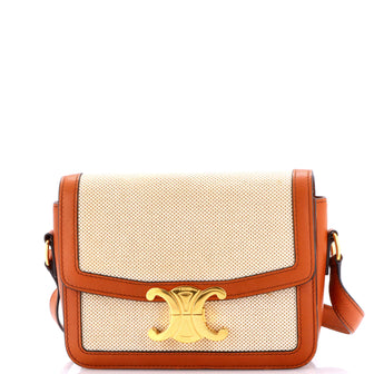 Celine Triomphe Shoulder Bag Canvas with Leather Teen