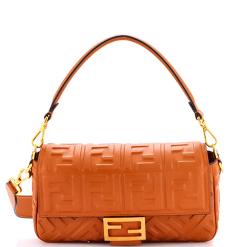 Fendi Baguette NM Bag Zucca Embossed Leather Medium