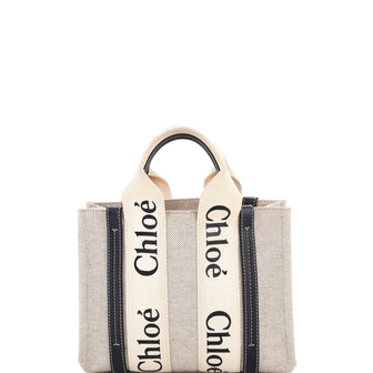 Chloe Woody Tote Canvas with Leather Small