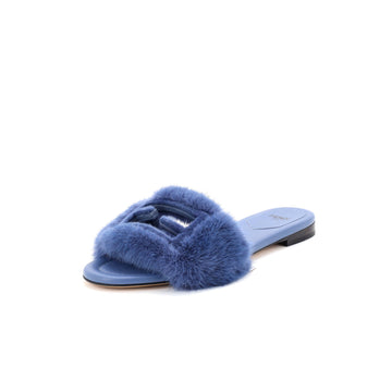 Fendi Women's FF Baguette Slide Sandals Mink