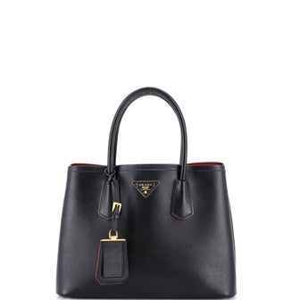 Prada Cuir Double Tote Saffiano Leather Small