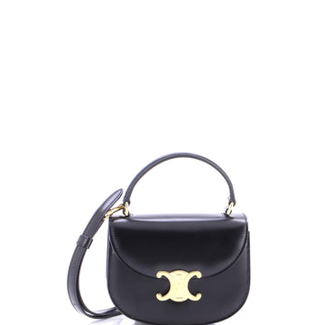 Celine Triomphe Besace Clea Top Handle Flap Bag Leather Mini