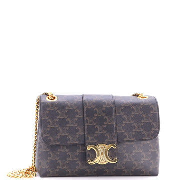 Celine Victoire Flap Shoulder Bag Triomphe Coated Canvas Medium