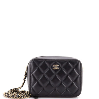 Chanel Zip Around Vanity Case with Chain Quilted Lambskin Mini