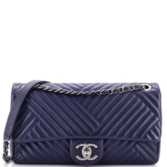 Chanel CC Crossing Flap Bag Chevron Lambskin Medium