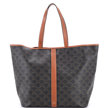 Celine Cabas Zip Tote Triomphe Coated Canvas Medium